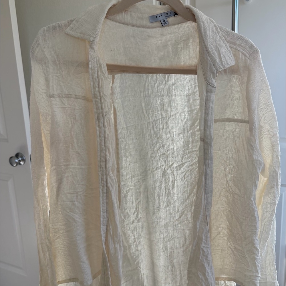 FAVLUX Lightweight Sheer Cream Button Up